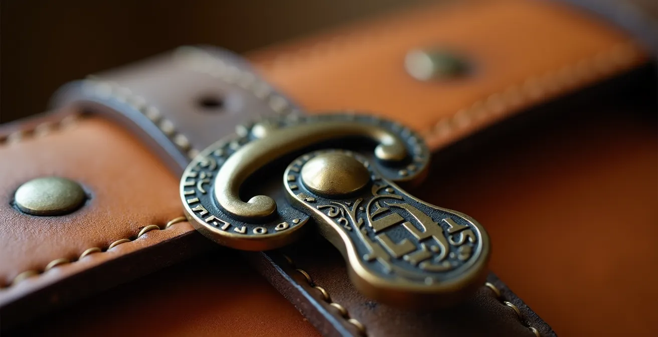 Detalle macro de herrajes dorados de bolso vintage siendo pulidos con paño suave