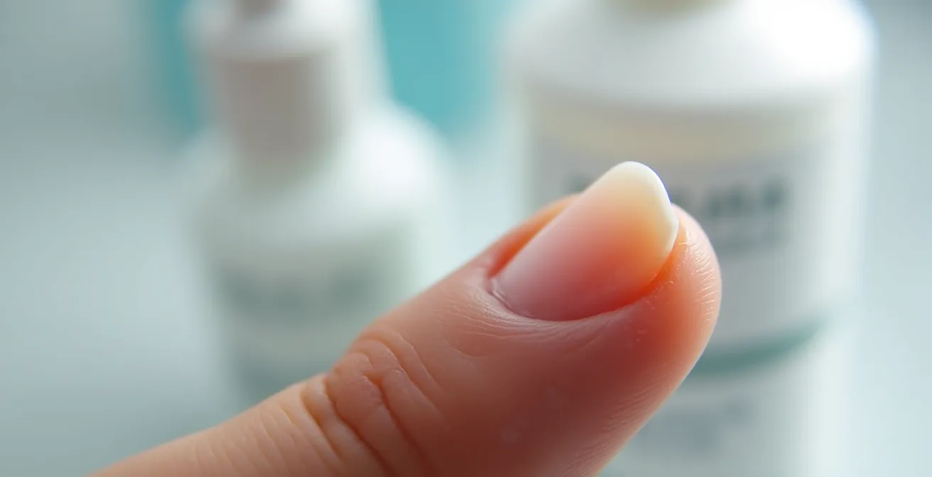 Detalle macro de cutícula con padrastro mostrando técnica correcta de tratamiento