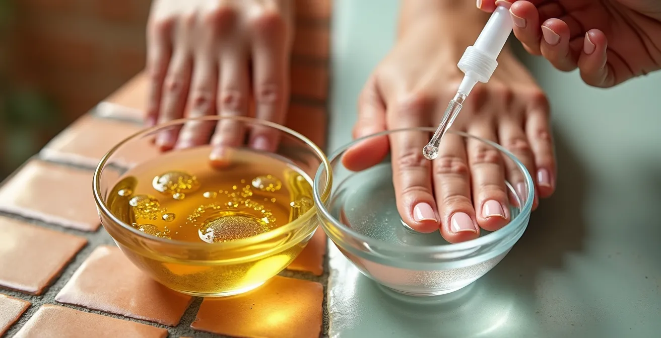 Comparación visual de tratamiento de cutículas con removedor químico y agua tibia