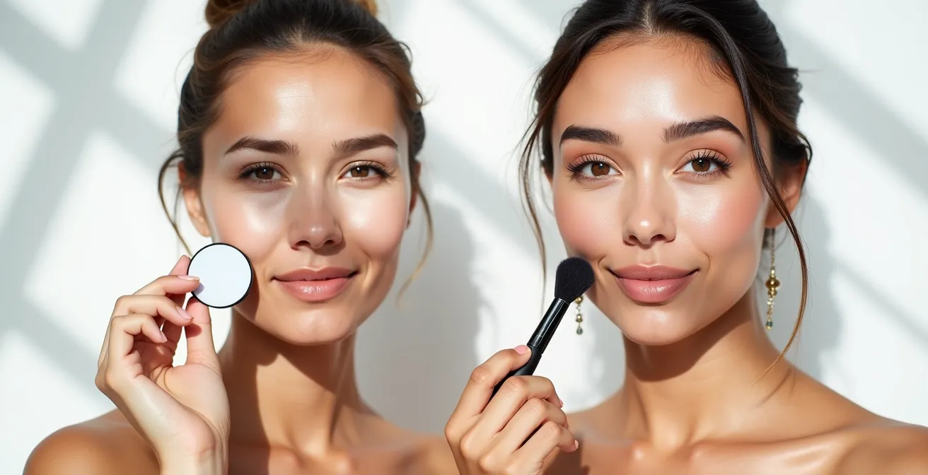 Demostración visual de aplicación de contorno según forma de rostro redonda y cuadrada.